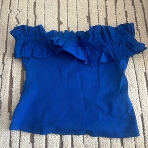 Anthropologie Royal Blue Ruffled Blouse